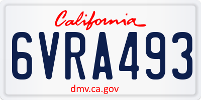 CA license plate 6VRA493