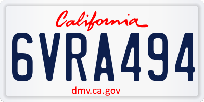 CA license plate 6VRA494