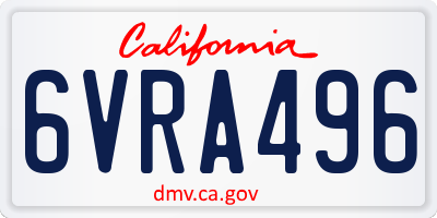 CA license plate 6VRA496