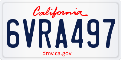 CA license plate 6VRA497