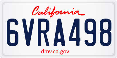 CA license plate 6VRA498
