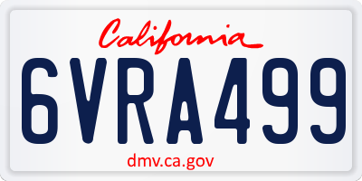CA license plate 6VRA499