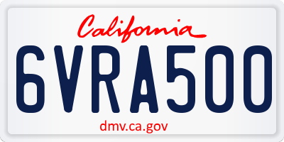 CA license plate 6VRA500