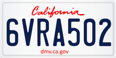 CA license plate 6VRA502