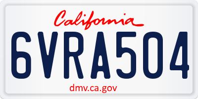 CA license plate 6VRA504