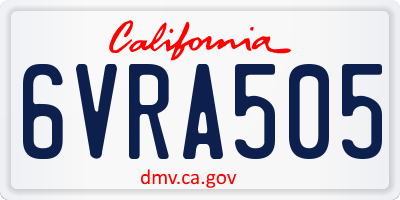 CA license plate 6VRA505