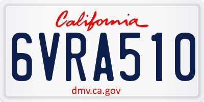 CA license plate 6VRA510