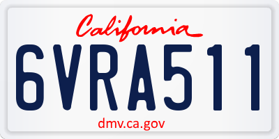 CA license plate 6VRA511