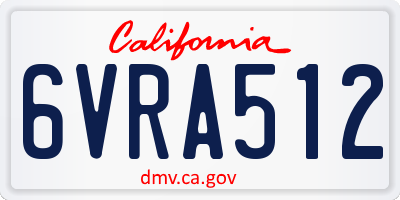 CA license plate 6VRA512