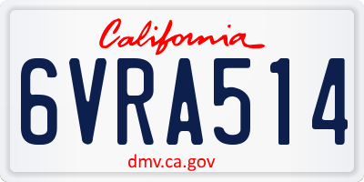 CA license plate 6VRA514