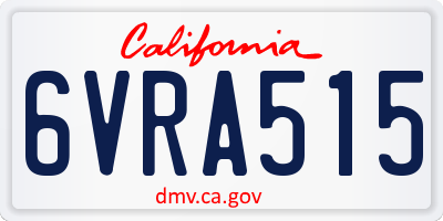 CA license plate 6VRA515