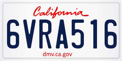CA license plate 6VRA516
