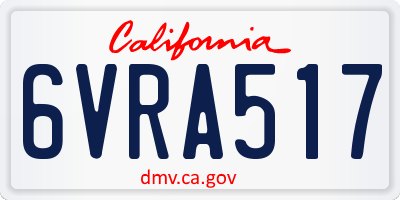 CA license plate 6VRA517