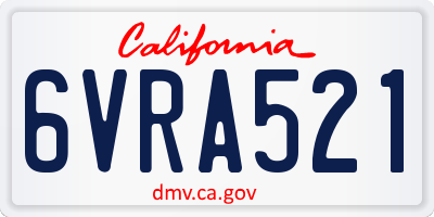 CA license plate 6VRA521