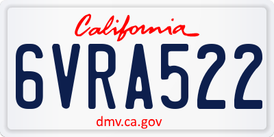 CA license plate 6VRA522
