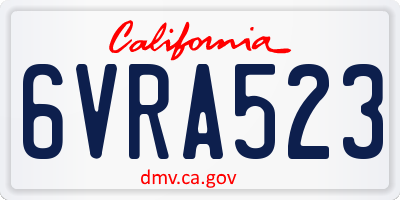 CA license plate 6VRA523