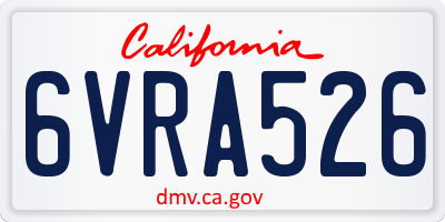CA license plate 6VRA526