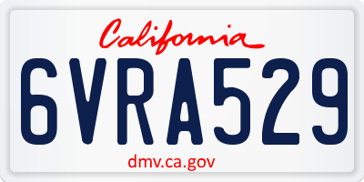 CA license plate 6VRA529