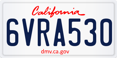 CA license plate 6VRA530