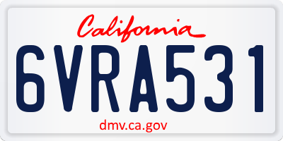 CA license plate 6VRA531