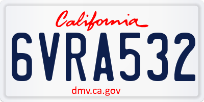 CA license plate 6VRA532
