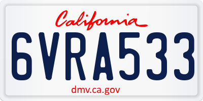 CA license plate 6VRA533