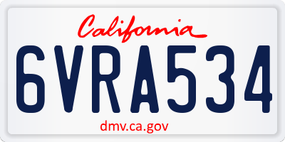 CA license plate 6VRA534