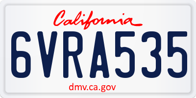 CA license plate 6VRA535