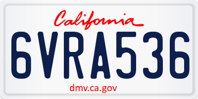 CA license plate 6VRA536