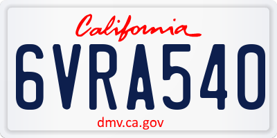 CA license plate 6VRA540