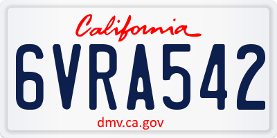 CA license plate 6VRA542