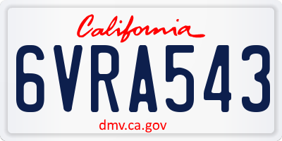 CA license plate 6VRA543
