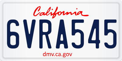 CA license plate 6VRA545