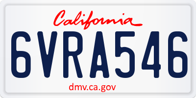 CA license plate 6VRA546
