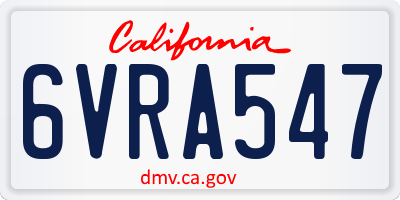 CA license plate 6VRA547