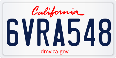 CA license plate 6VRA548