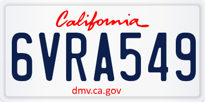 CA license plate 6VRA549
