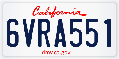 CA license plate 6VRA551