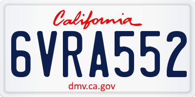 CA license plate 6VRA552