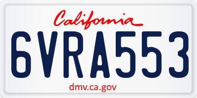 CA license plate 6VRA553