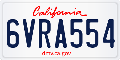 CA license plate 6VRA554
