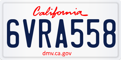 CA license plate 6VRA558