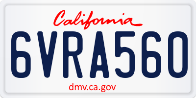 CA license plate 6VRA560