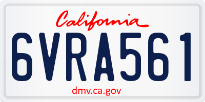 CA license plate 6VRA561