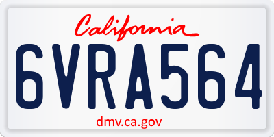 CA license plate 6VRA564