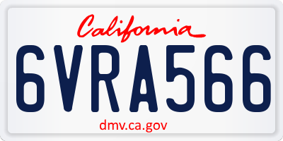 CA license plate 6VRA566