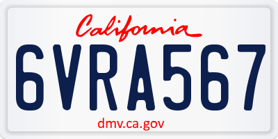 CA license plate 6VRA567
