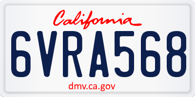 CA license plate 6VRA568