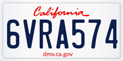 CA license plate 6VRA574