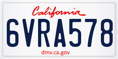 CA license plate 6VRA578